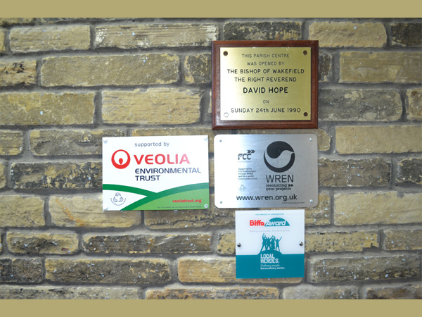 Trinity Centre, Ossett. Opening and funders plaques.
